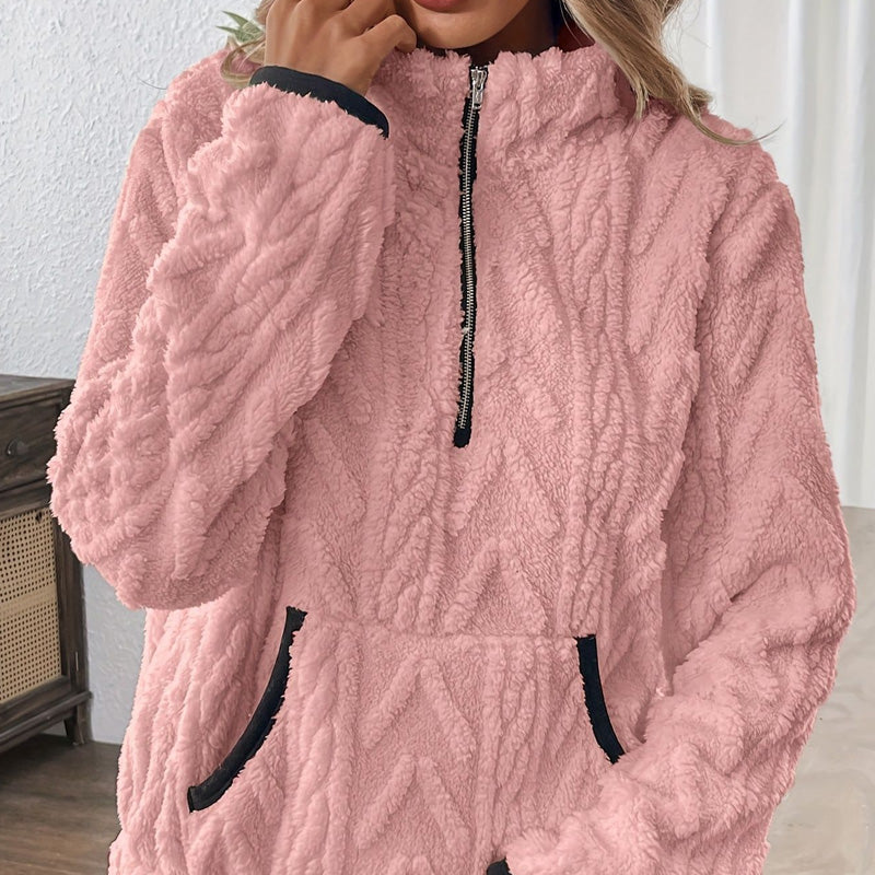 Fluffy half-zip sweatshirt 🍂 | Cloud-soft + spacious pockets – Comfortable for everyday wear/lounge